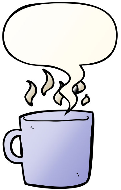 卡通热咖啡杯与语音泡沫平滑渐变风格图片下载