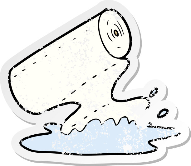 卡通厨房毛巾被溢出物浸湿的心疼贴纸图片下载