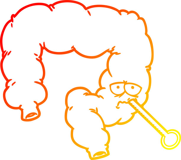 暖渐变线条绘制的卡通不健康结肠图片下载