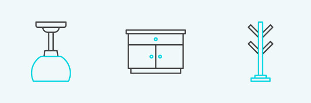 设置线衣架灯挂和家具图片下载