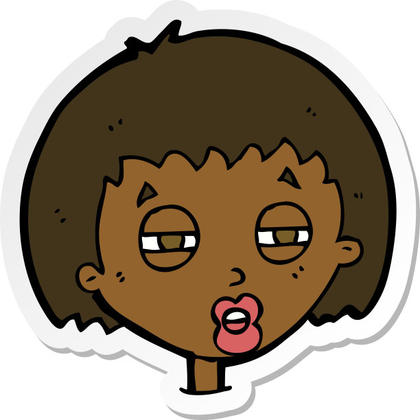 一个眯着眼睛的卡通女人的贴纸图片下载