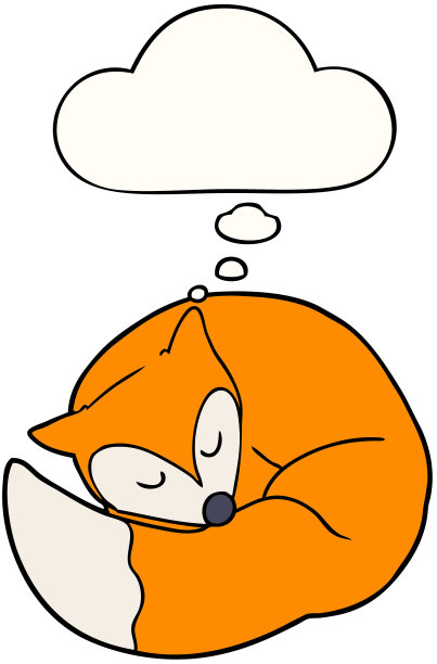 卡通睡狐与思想泡泡图片下载