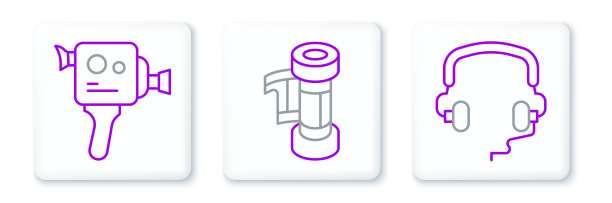 集线耳机，复古电影相机和图片下载