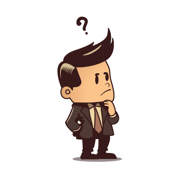 商人品格质疑。带问号的小商人矢量卡通插图。寻找解决方案，怀疑，困惑，学习图片下载