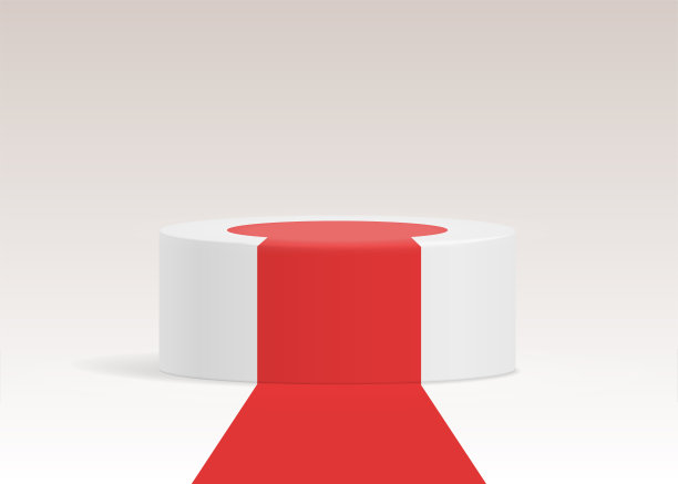 获奖者领奖台与颁奖典礼红毯舞台逼真的3D矢量插图图片下载