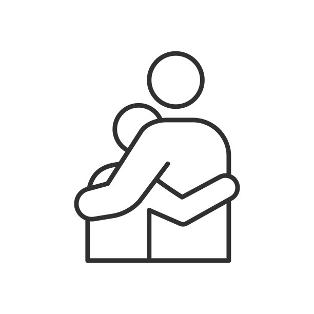 两个角色互相拥抱。矢量细线图标说明的概念，爱，家庭，浪漫，支持，共情图片下载