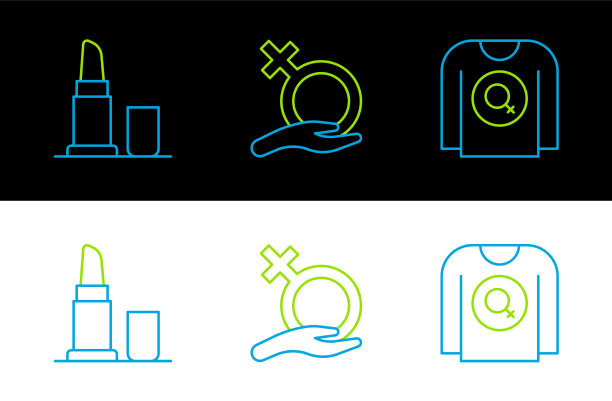 套装线条女权衬衫口红和女性图片下载