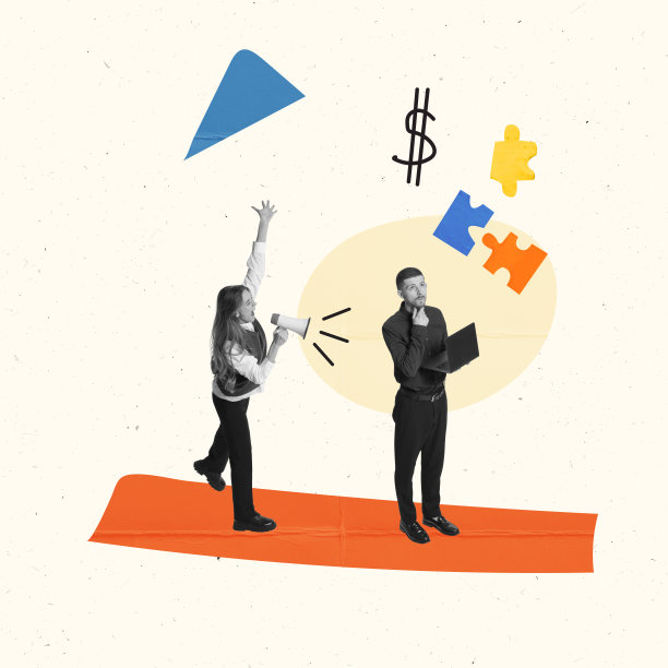 当代艺术拼贴。概念设计。项目经理对在笔记本电脑上工作的体贴的员工大喊大叫。创造的想法图片下载