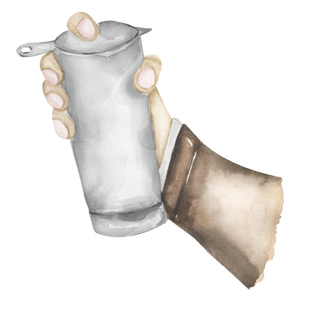 水彩调酒师拿着鸡尾酒摇酒器。手绘插图图片下载