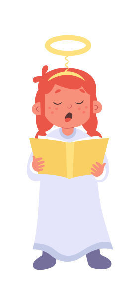 天使童子与灵光在唱诗班平圣像唱着歌图片下载