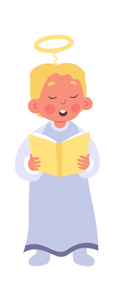 天使童子与灵光在唱诗班平圣像唱着歌图片下载