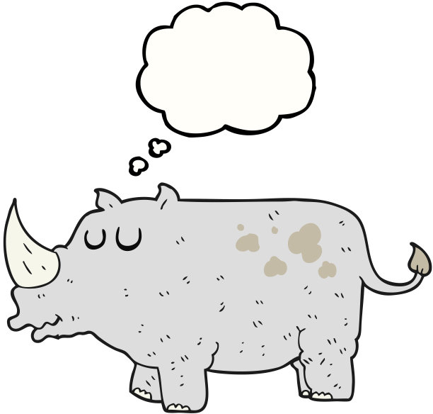 徒手画思想泡泡卡通犀牛图片下载