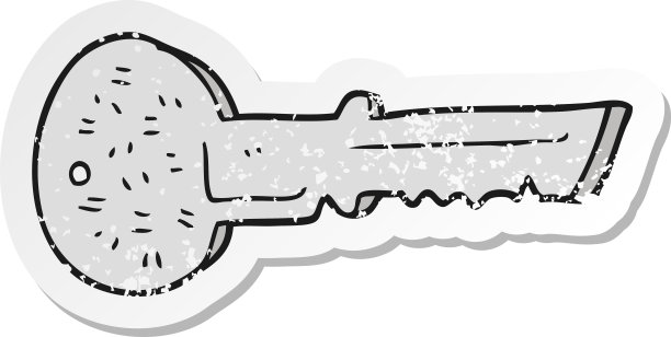 复古心疼贴纸的卡通门钥匙图片下载