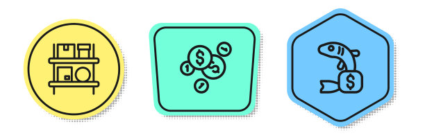 设置线仓库内部与盒子硬币钱图片下载