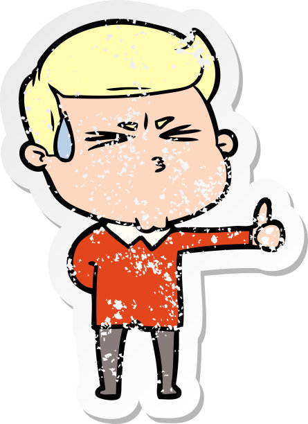 卡通男人流汗复古贴纸图片下载