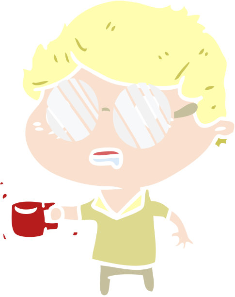 扁平风格卡通男人和咖啡杯图片下载