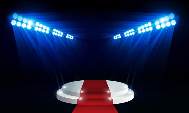 明亮的体育场舞台光矢量设计。图片下载