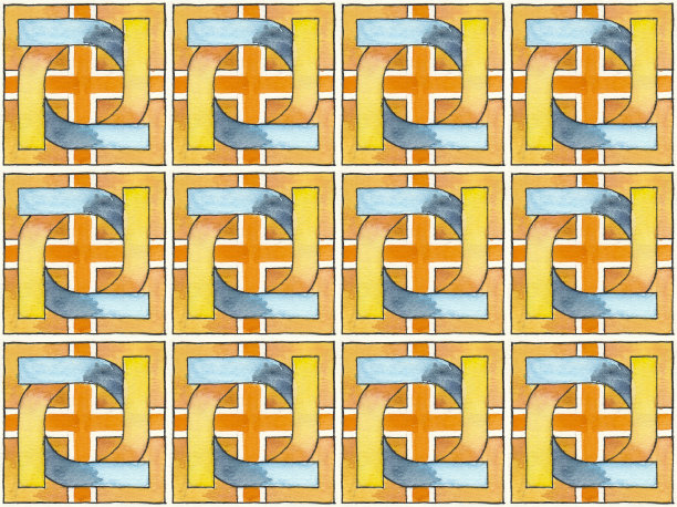 大水彩几何瓷砖图案图片下载