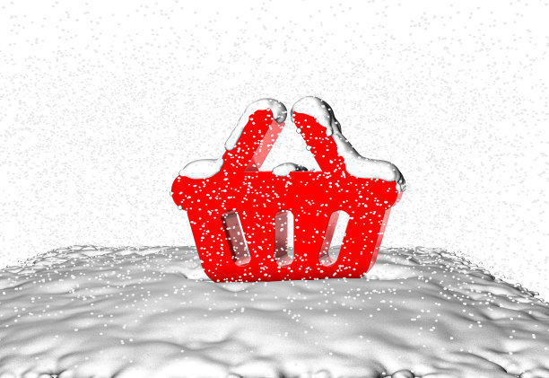 购物袋符号在冬天的雪地里图片下载