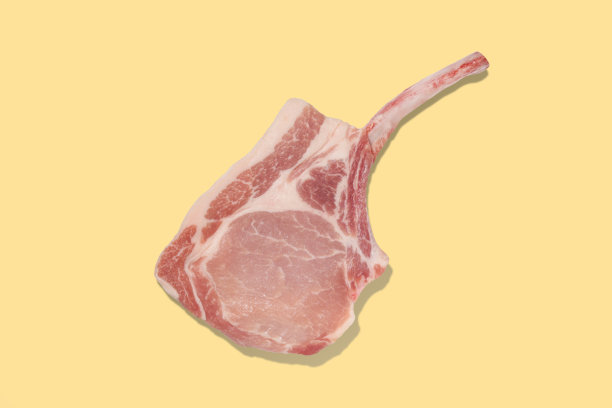 肉排配上彩色背景的猪骨羊腿片图片下载