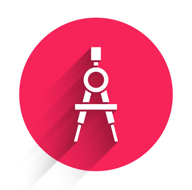 白色画图圆规图标孤立带长图片下载