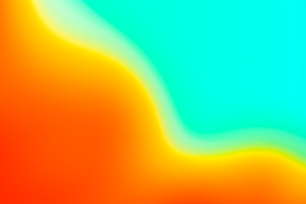 分梯度青色橙黄色波浪图案抽象彩色荧光全息背景横幅图片下载