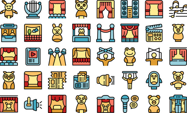 木偶剧院图标设置颜色轮廓图片下载