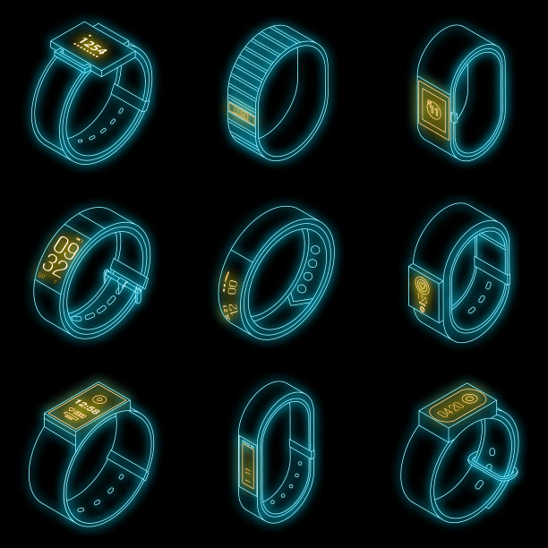 健身追踪器图标设置为霓虹灯图片下载