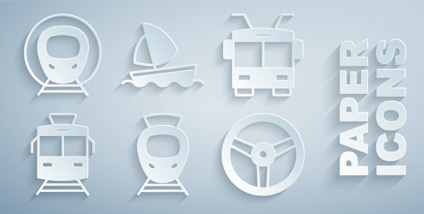 设置有轨电车和铁路无轨电车方向盘图片下载