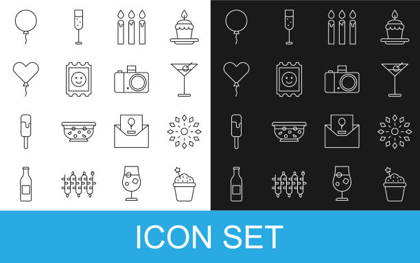 集行蛋糕烟花马提尼杯生日图片下载