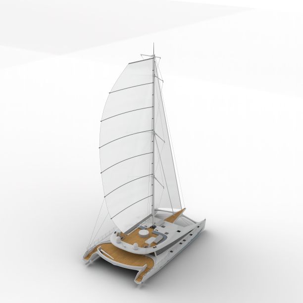 在白色背景上孤立的帆船的3D渲染。图片下载