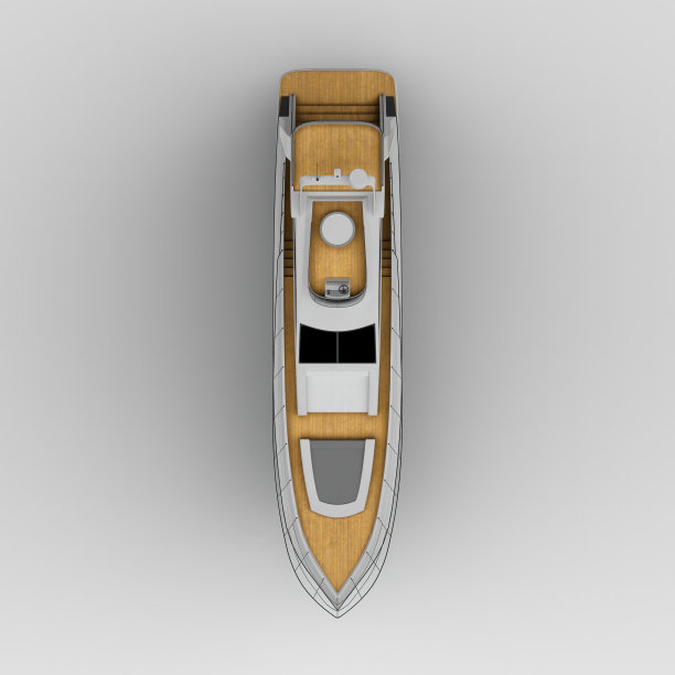在灰色背景上孤立的游艇的3D渲染的俯视图。图片下载