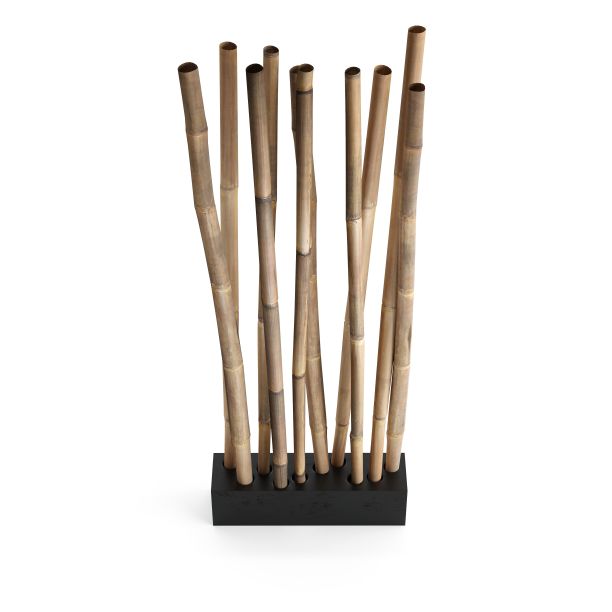 三维渲染的黑色竹刷架与10棒在它的地板上图片下载