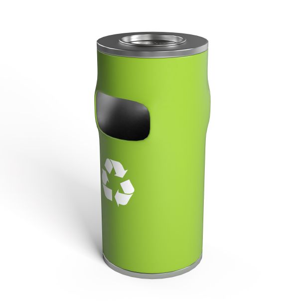 数字说明的金属绿色垃圾桶回收符号在一个孤立的背景图片下载
