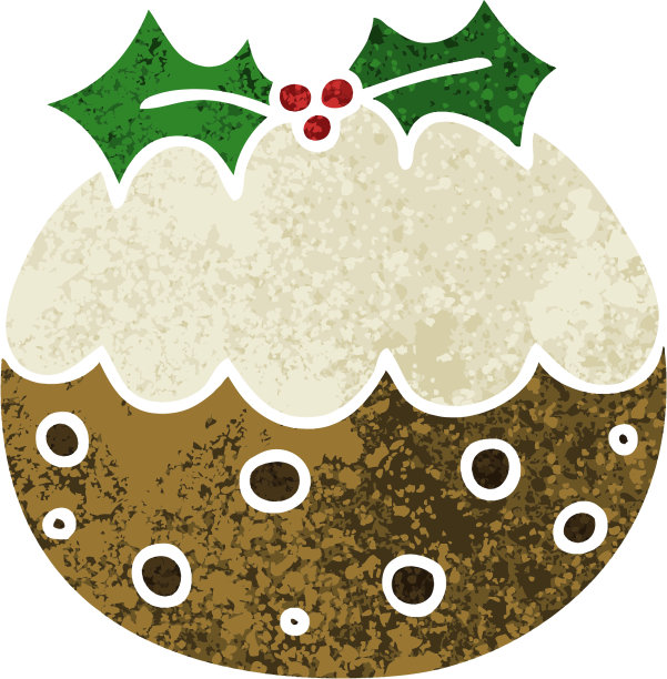 复古插画风格的古怪卡通圣诞布丁图片下载