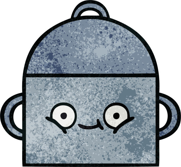 一个烹饪锅的复古垃圾质感卡通图片下载