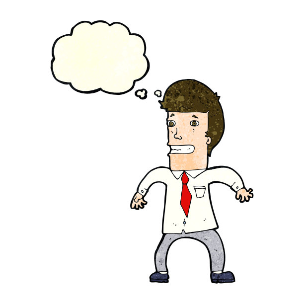 卡通紧张的商人与思想泡沫图片下载