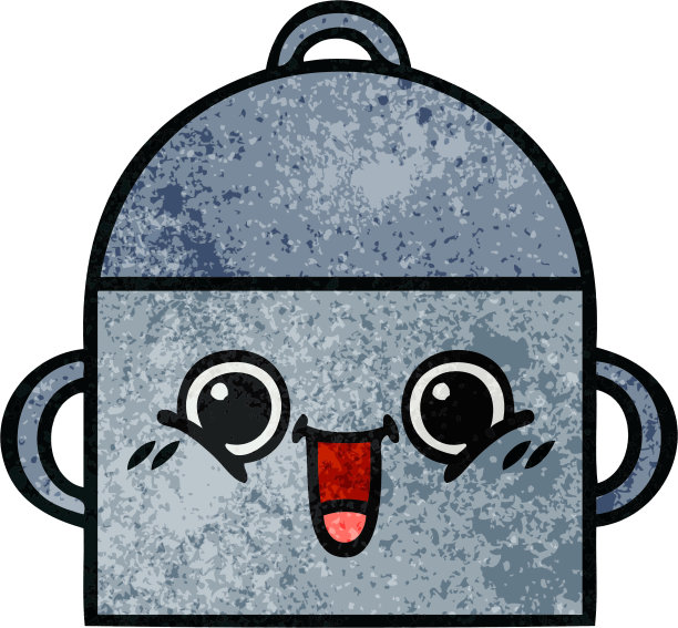 一个烹饪锅的复古垃圾质感卡通图片下载