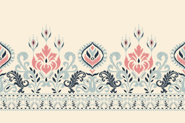 几何民族伊卡特花涡纹图案图片下载