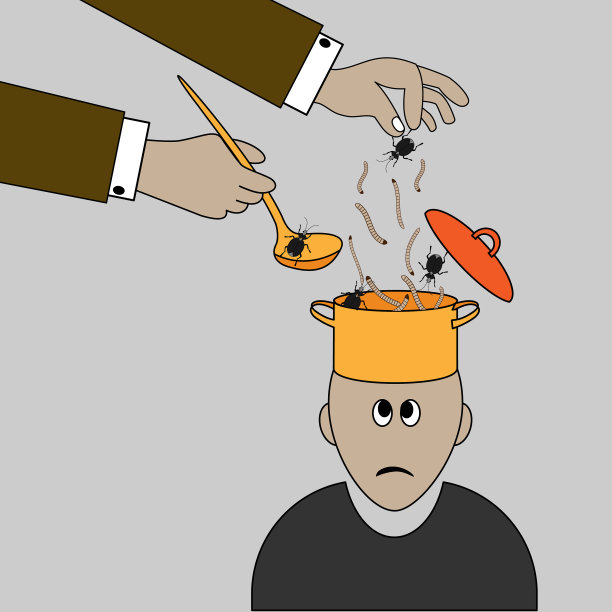 人类的手把有关“健康”营养的信息灌输到人的头脑中。图片下载