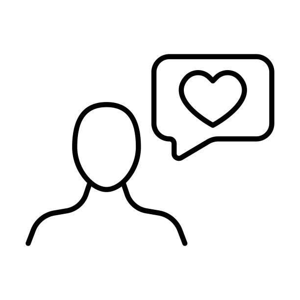 男人用心在说话泡线图标。爱，喜欢，表达感情，关系，情侣，反馈，正面评价，回顾，评分，客户。通信的概念。矢量线图标图片下载