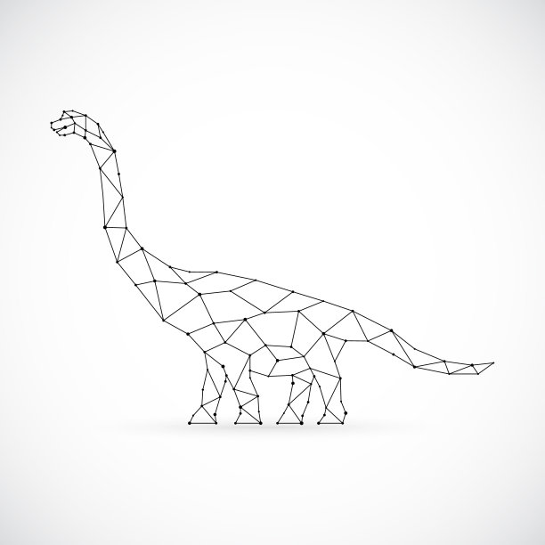 腕龙的几何轮廓。腕龙星座形象。侧视图。神秘的动物。图片下载