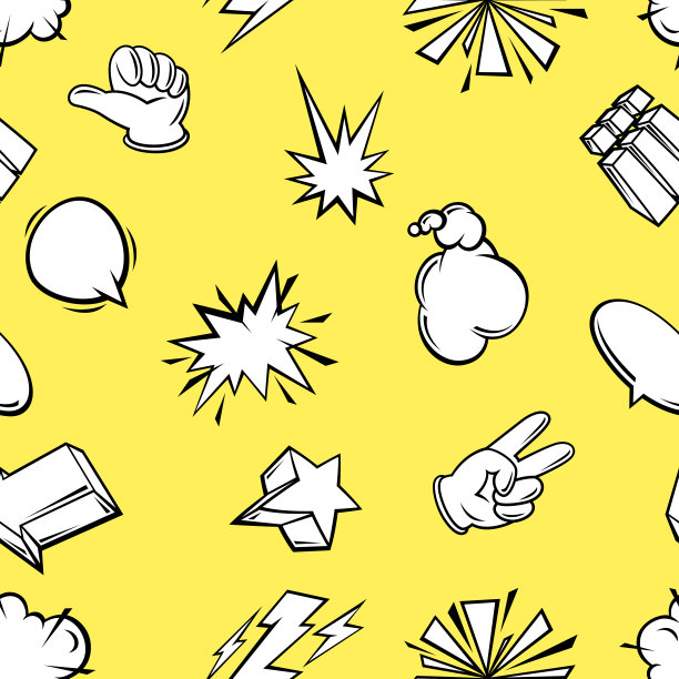 无缝模式的漫画语音气泡标志和符号。卡通波普艺术创意形象。图片下载