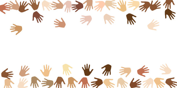 各种肤色轮廓的人手。群的概念。跨国公司图片下载