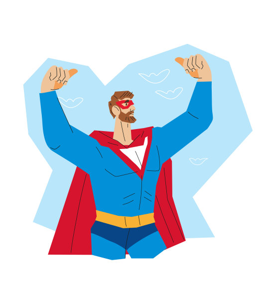 穿着超级英雄服装的男人展示了肌肉力量和超能力。图片下载