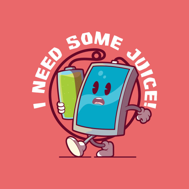 智能手机人物行走与电池充电矢量插图。图片下载