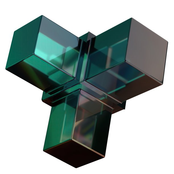 绿色透明玻璃状三个立方体组装几何抽象，戏剧性，激情，豪华和独家孤立的3D渲染平面设计元素背景材料图片下载