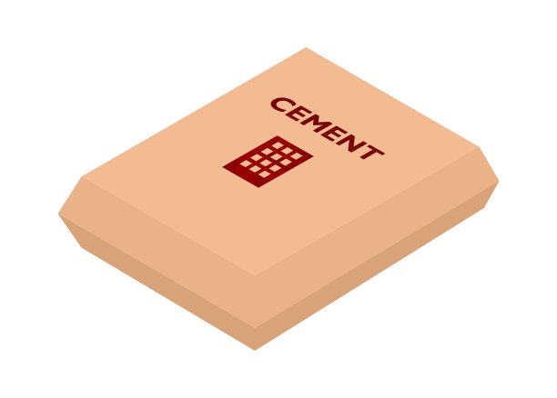 水泥袋。简单的平面插图在等距视图。图片下载