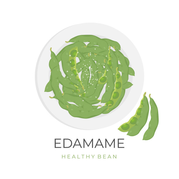 美味的毛豆矢量插图上一个白色的盘子图片下载