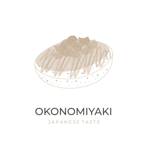 Okonomiyaki简单线条艺术矢量插图图片下载